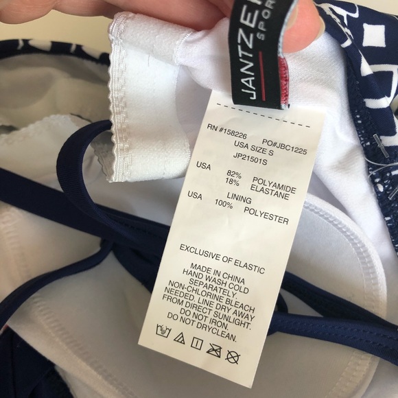 NWT Jantzen Sport Tankini Navy White High Neck Sz Small - Picture 9 of 14
